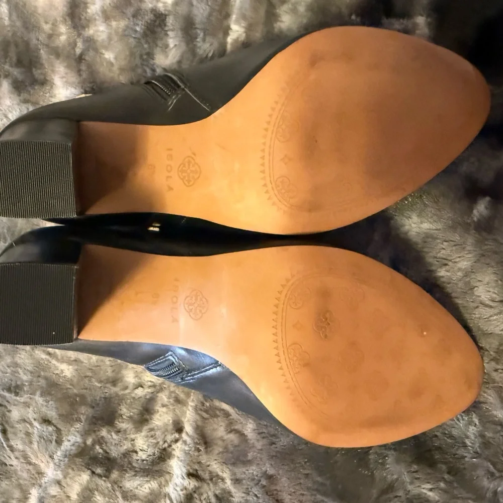 Isola Black Ankle Boots with Gold Studs - Picture 5 of 6